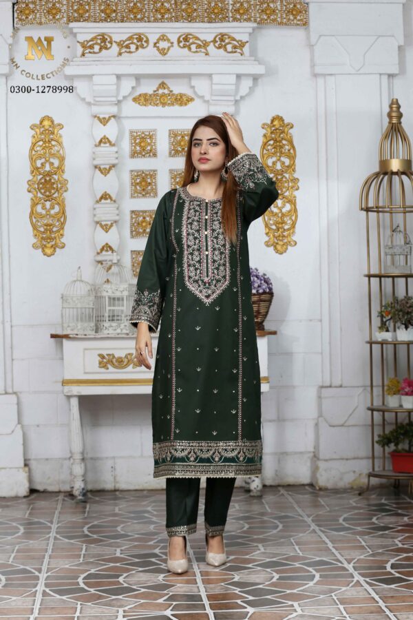 Khaddar Suit | Plain and Embroidered Shirt & Trouser |MN-KH-78623| Ready-to-Wear